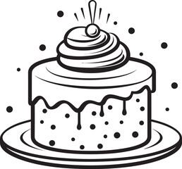 Old fashioned Cake Symbol Traditional Dessert Art Elegant Vintage Bakery Badge Icon of Sweet Tradition