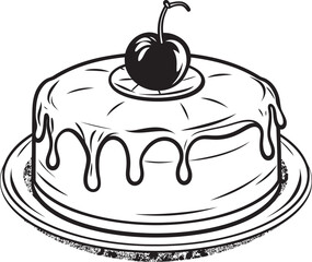 Nostalgic Round Cake Emblem Retro Sweet Delights Antique Style Cake Logo Vintage Pastry Design