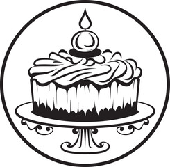 Retro Cake Icon Nostalgic Bakery Elegance Old fashioned Cake Badge Vintage Dessert Design