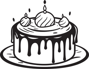 Rustic Round Cake Symbol Artistic Bakery Craft Antique Bakery Emblem Iconic Cake Symbol