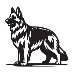 German Shepherd Dog, vector illustration, silhouette