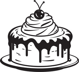 Elegant Vintage Cake Logo Classic Confectionery Craft Rustic Round Cake Icon Artisanal Bakery Symbol