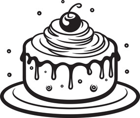 Vintage Round Cake Symbol Iconic Dessert Art Retro Cake Badge Artistic Vintage Bakery Emblem