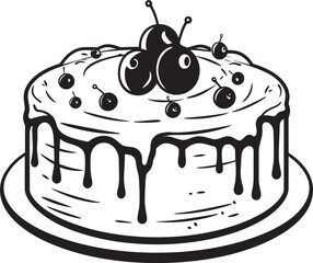 Elegant Vintage Cake Symbol Timeless Pastry Craft Rustic Bakery Logo Vintage Cake Illustration