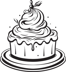 Vintage Style Dessert Logo Artistic Cake Legacy Old fashioned Cake Badge Traditional Sweetness