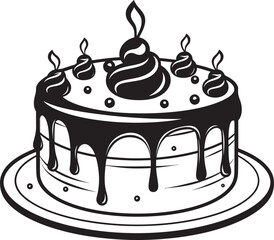Retro Round Cake Emblem Nostalgic Bakery Charm Antique Style Cake Icon Timeless Sweetness