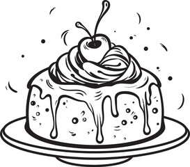 Vintage Style Dessert Logo Artistic Cake Craft Old fashioned Cake Symbol Traditional Pastry