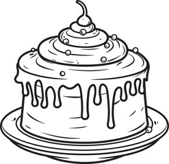 Vintage Cake Illustration Timeless Dessert Appeal Elegant Cake Emblem Artistic Bakery Heritage