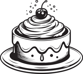 Vintage Style Dessert Emblem Artistic Cake Heritage Nostalgic Round Cake Design Retro Sweetness