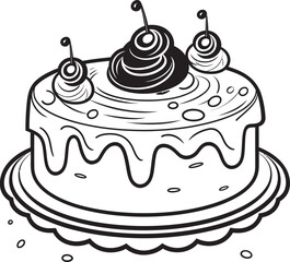 Rustic Round Cake Logo Traditional Sweet Symbol Antique Style Cake Emblem Vintage Bakery Art