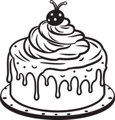 Nostalgic Round Cake Design Classic Sweetness Elegant Cake Badge Celebrating Retro Desserts