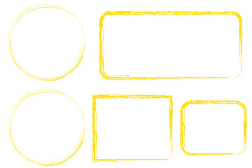 Grunge square and rectangle frames, Square shape outline on hand draw style. empty black boxes set. Rectangle borders collections. Rubber square stamp imprint.