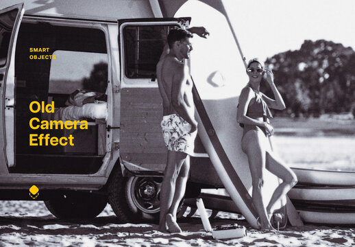 Old Camera Photo Effect Mockup