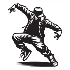 Hip-hop dancer, vector illustration, silhouette