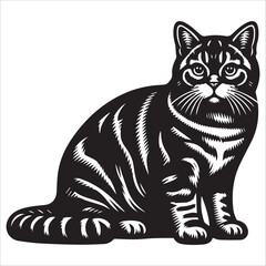 Manx cat, vector illustration, silhouette