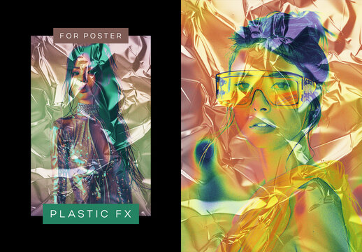 Plastic FX Poster Photo Effect Mockup With Generative AI