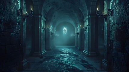 Dark corridor in the dungeon