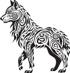 Tribal Wolf Badge Ancient Artistic Tradition Primitive Wolf Emblem Minimalistic Charm