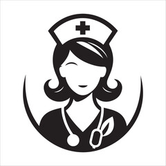 Nurse, vector illustration, silhouette