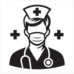 Nurse, vector illustration, silhouette