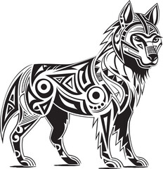 Tribal Wolf Badge Traditional Symbolic Design Primitive Wolf Icon Nature’s Raw Form