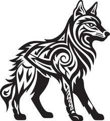 Minimalist Tribal Icon Ancient Symbolism Primitive Wolf Emblem Raw Power in Design