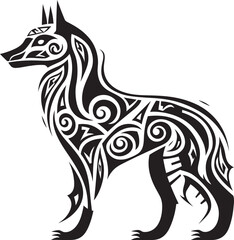 Minimalist Tribal Wolf Ancient Wisdom in Design Primitive Wolf Badge Wildlife in Simplicity