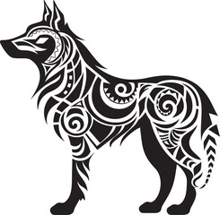 Minimalistic Wolf Design Essence of Nature Tribal Wolf Symbol Traditional Artistic Expression