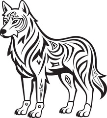 Primitive Wolf Badge Artistic Minimalism Minimalist Wolf Icon Ancient Symbol of Strength