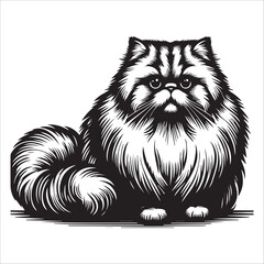 Persian Cat, vector illustration, silhouette