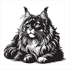 Persian Cat, vector illustration, silhouette