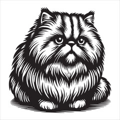 Persian Cat, vector illustration, silhouette
