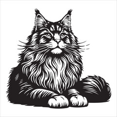 Persian Cat, vector illustration, silhouette