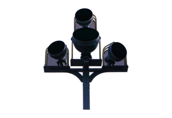 Traffic lights with green, red light lit. Sign or symbol car allowed running road attached to steel poles bright Isolated on cut out PNG or transparent background. Traffic law that must be followed.