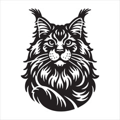 Persian Cat, vector illustration, silhouette