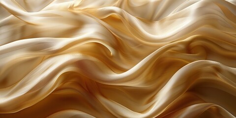 Obraz premium Flowing golden silk fabric abstract background. Luxurious golden silk fabric with fluid folds.