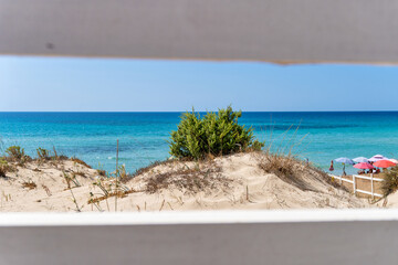 Salento, vista della marina di Lizzano in estate, dalla staccionata - Puglia, Taranto, Italy