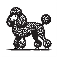 Poodle Dog, vector illustration, silhouette
