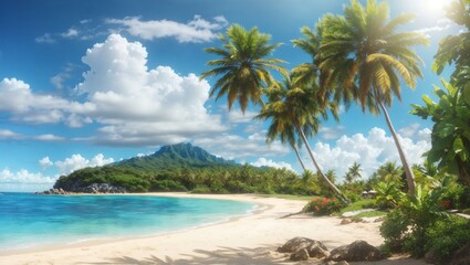 beach with palm trees