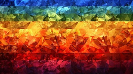 Abstract rainbow crystal texture with vibrant hues symbolizing pride and brilliance in a bold artistic design