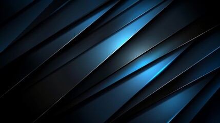 Obraz premium Abstract geometric background with diagonal blue and black stripes for modern technology designs, digital presentations, and website layouts.