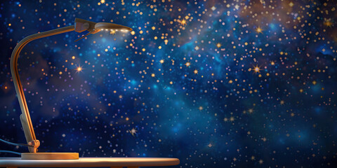 Obraz premium The Shimmering Night Sky: A starry night backdrop, with a twinkling constellation of LED stars surrounding a minimalistic desk lamp