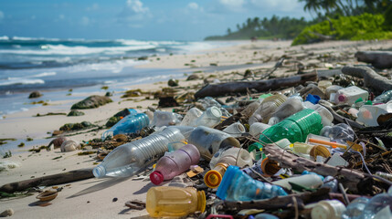 Plastic trash peril photo, ocean pollution alert
