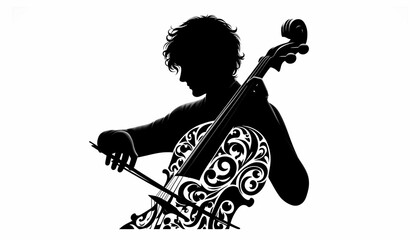 Silhouette of a person playing cello