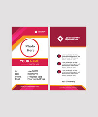 Modern and clean business id card template. professional id card design template with red color. corporate modern business id card design template. Company employee id card template.