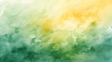 Fototapeta premium Watercolor background with soft pastel green and yellow tones, creating an elegant atmosphere for design projects. watercolour gradient adds depth to the canvas.