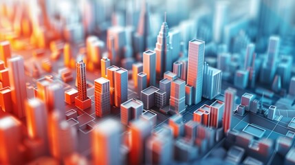 Create stunning 3D visuals of business growth and expansion, 3D infographic style, Pastel color, no people