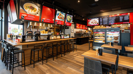 Modern fast food restaurant interior