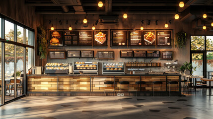 Modern fast food restaurant interior