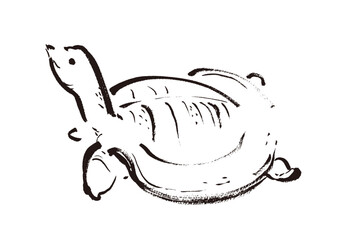 スッポンの手書き和風筆イラスト素材